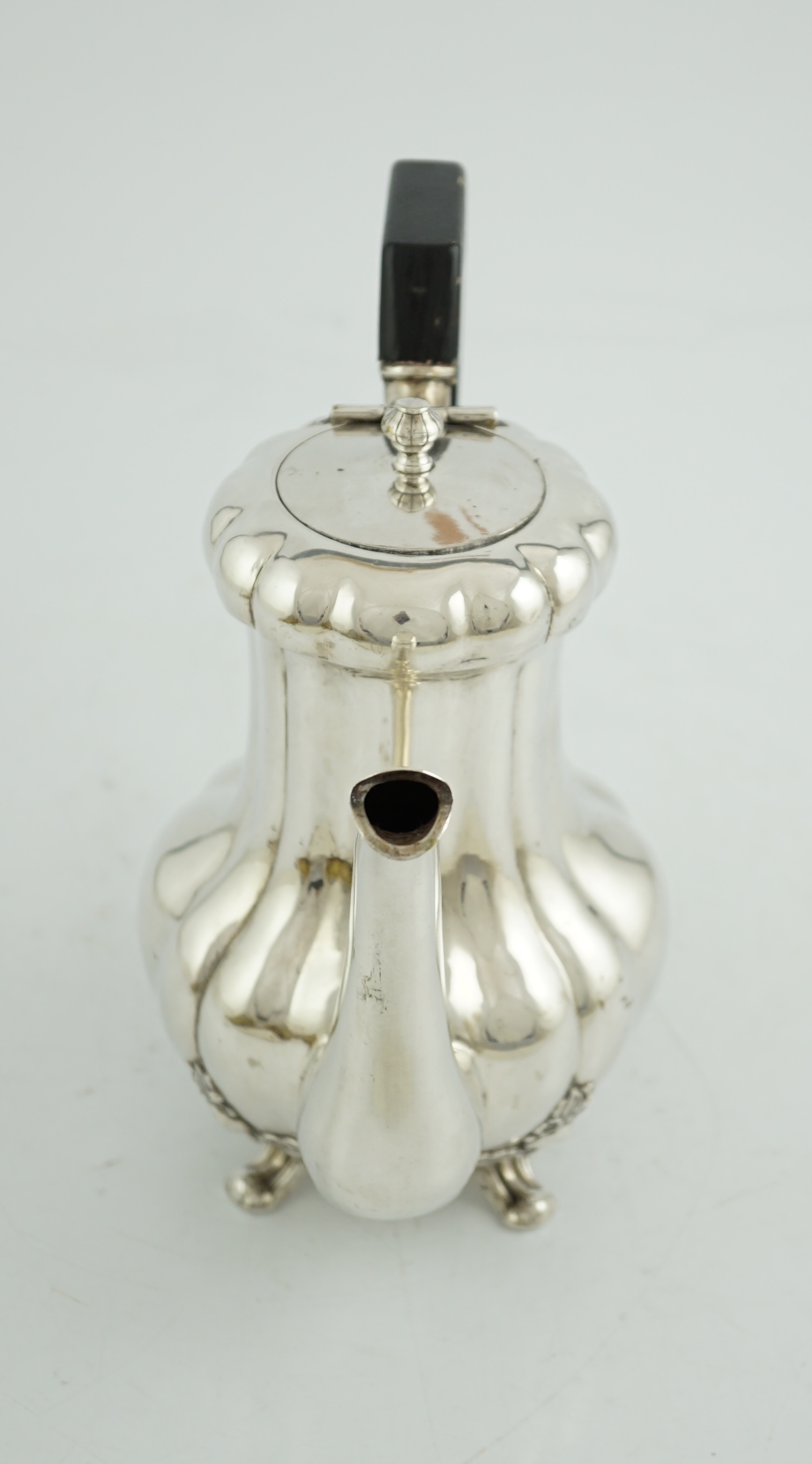 A mid 19th century Russian 84 zolotnik silver baluster coffee pot